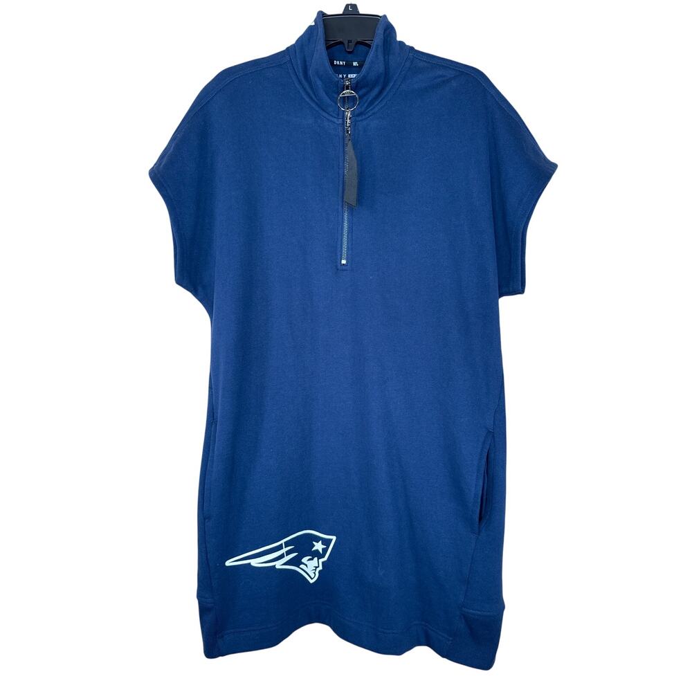 DKNY Sport NFL Patriots Quarter Zip Sweatshirt Dress NWT Large